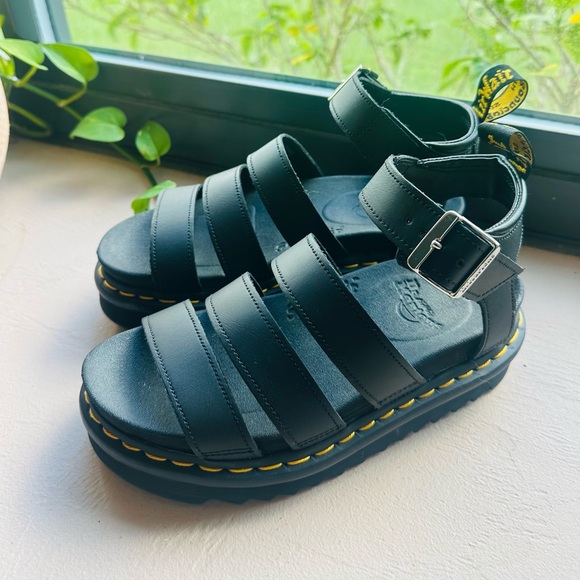 Dr. Martens Black Blaire Chunky Sandals Leather Size 5 - Picture 3 of 9